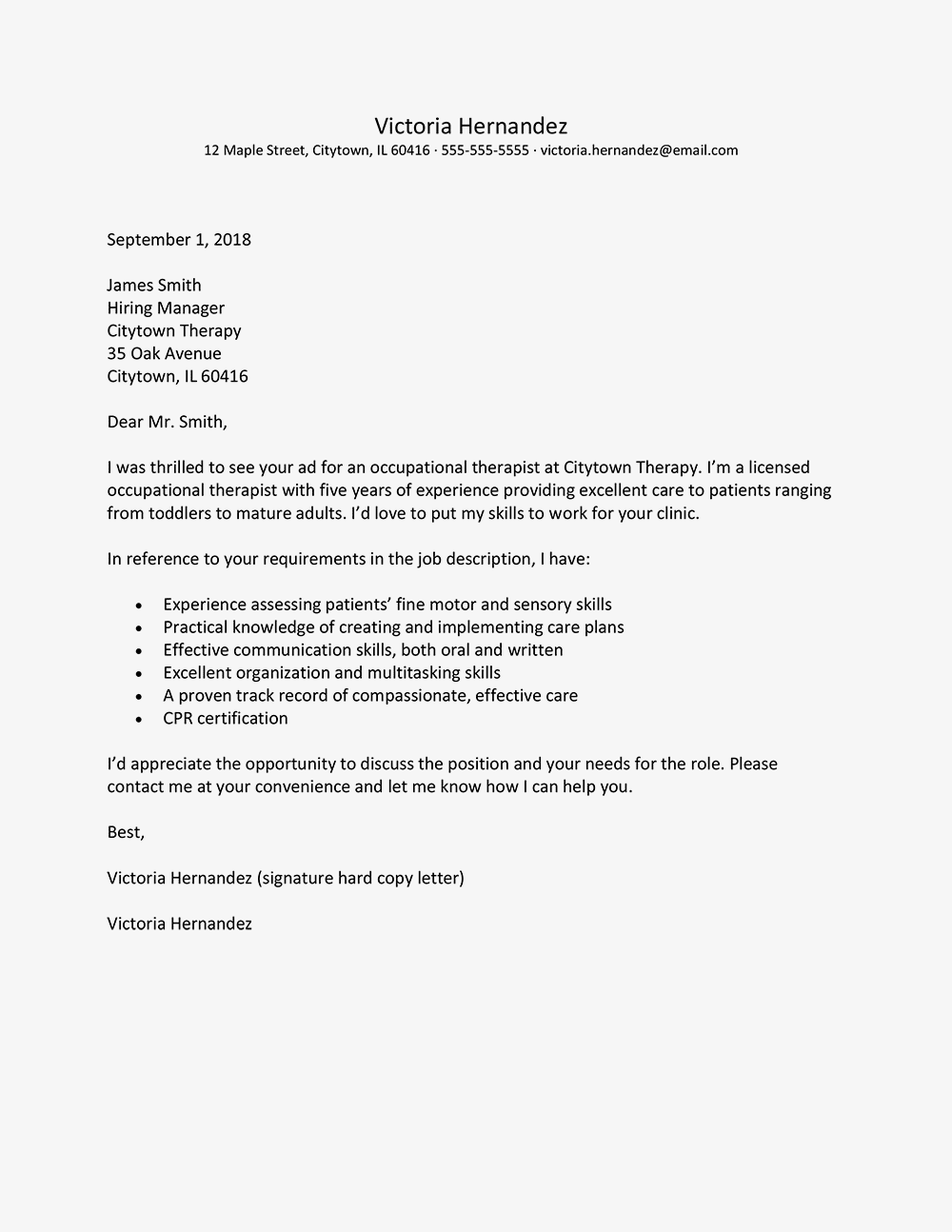 good cover letter examples