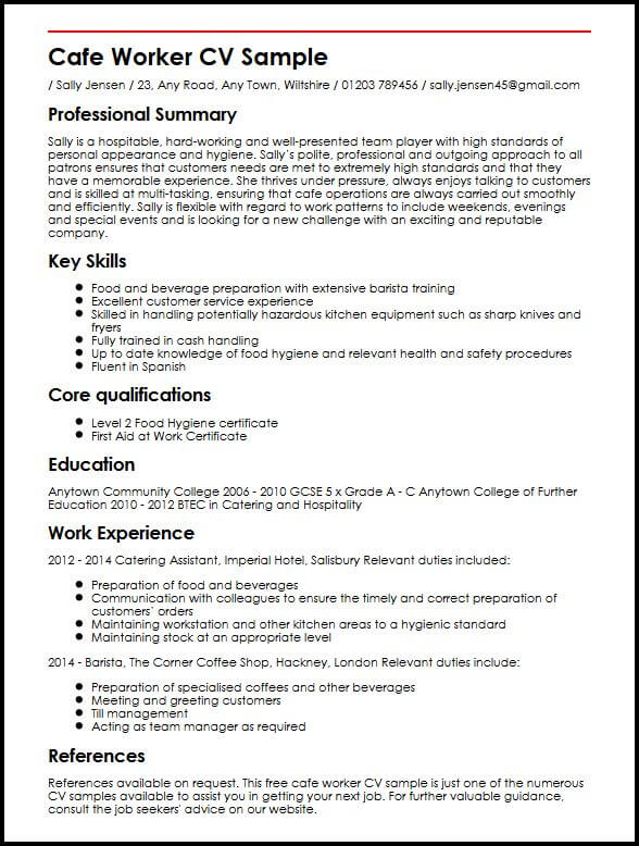 Cafeteria Worker Job Description For Resume Mt Home Arts