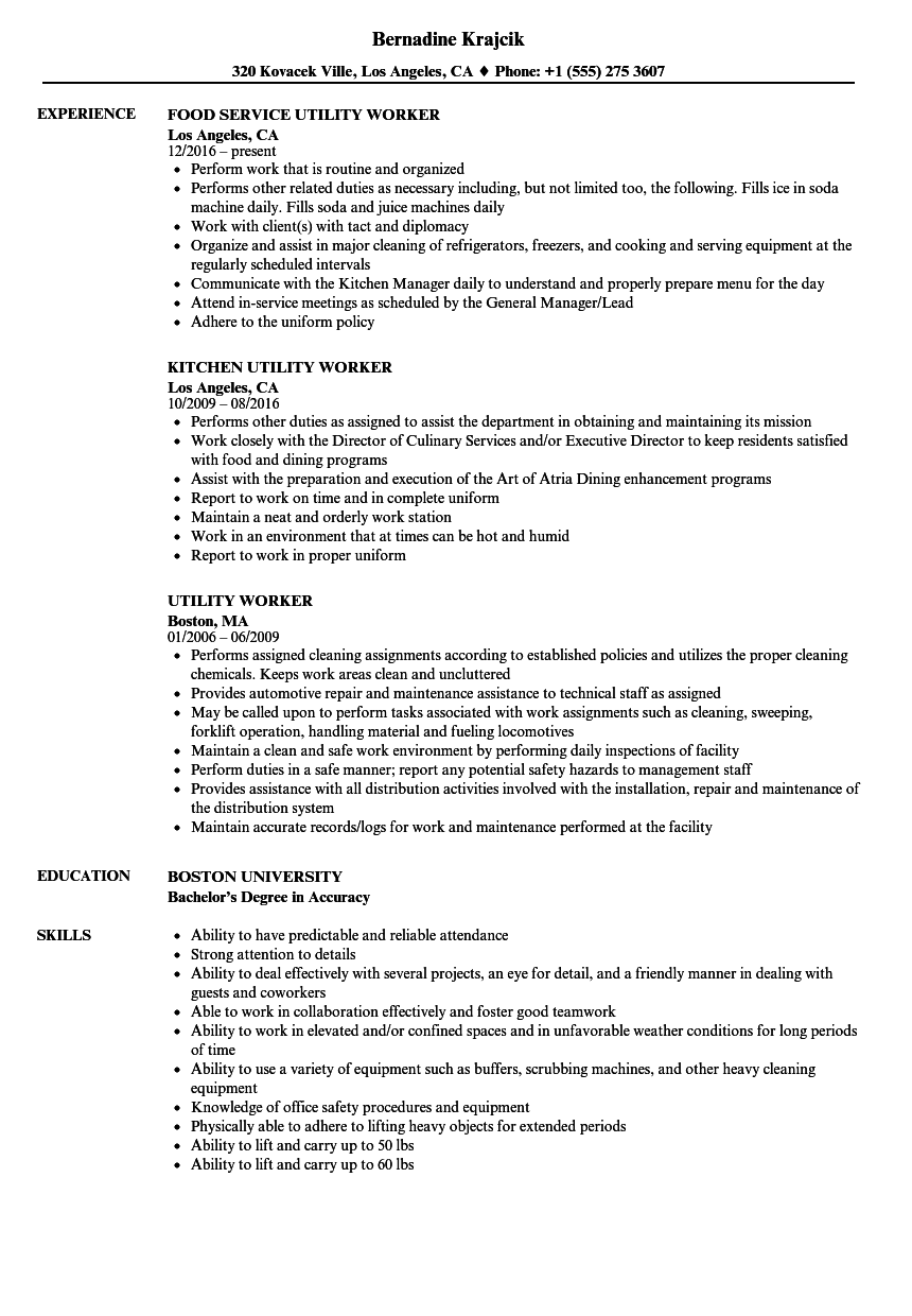 Career Objectives For A Utility Worker Mt Home Arts