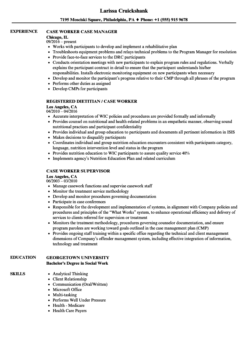 Caseworker Job Description For Resume Mt Home Arts