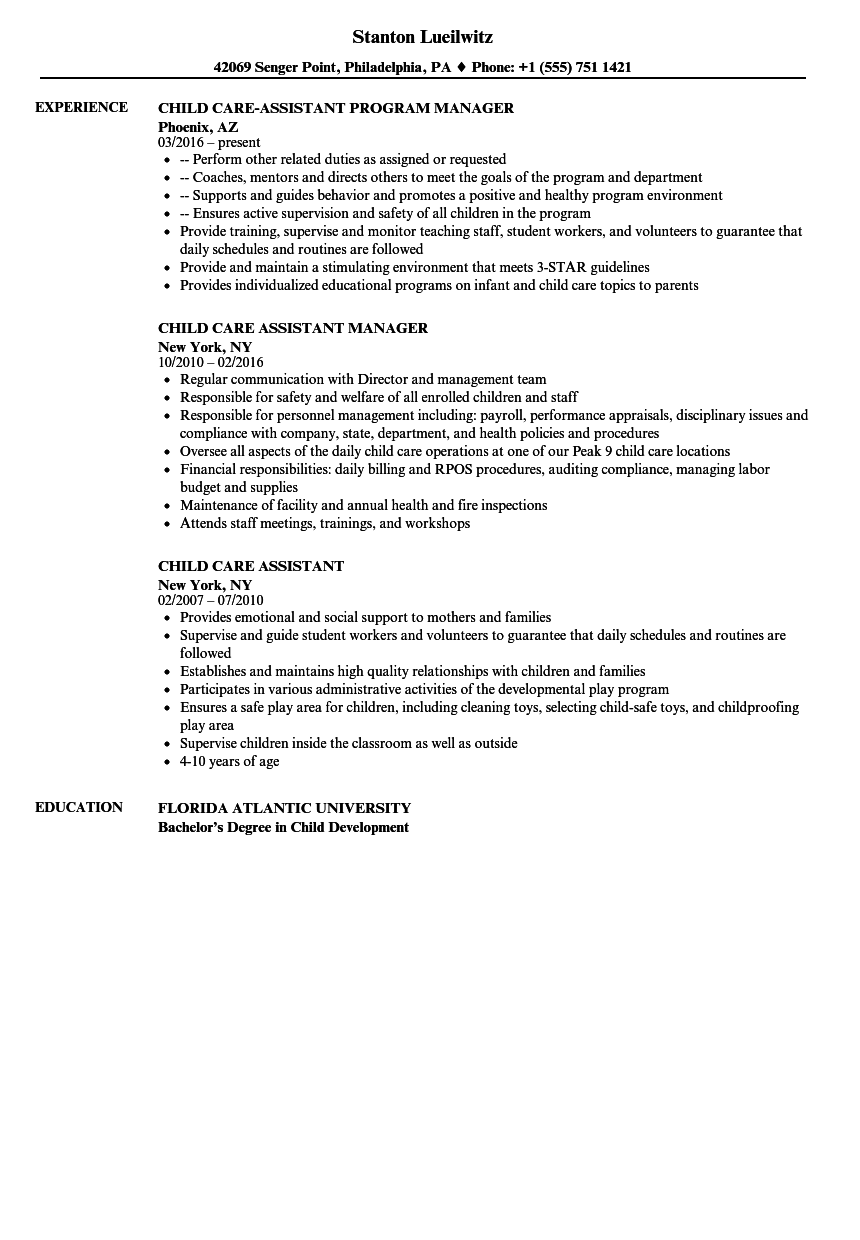 Childcare Resume Template Example Mt Home Arts