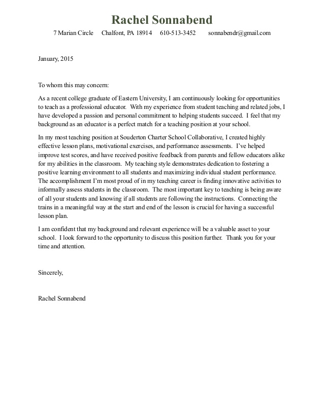 Cover Letter College Student from mthomearts.com