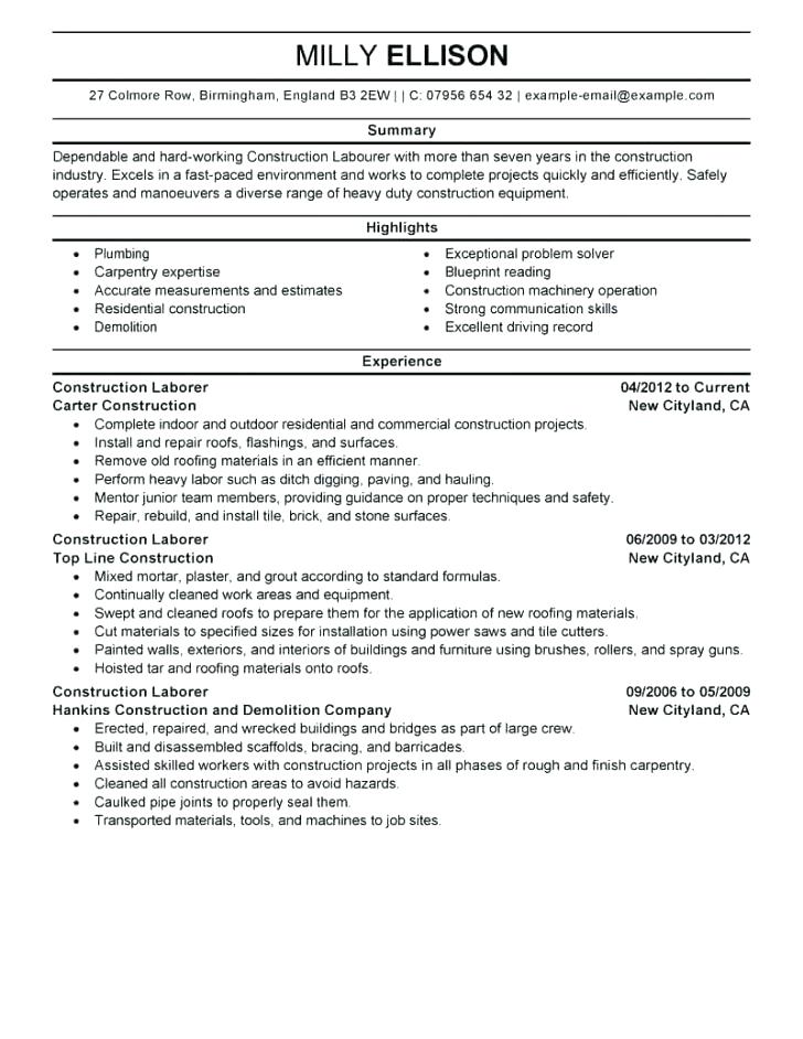 Concrete Worker Job Description For Resume | | Mt Home Arts