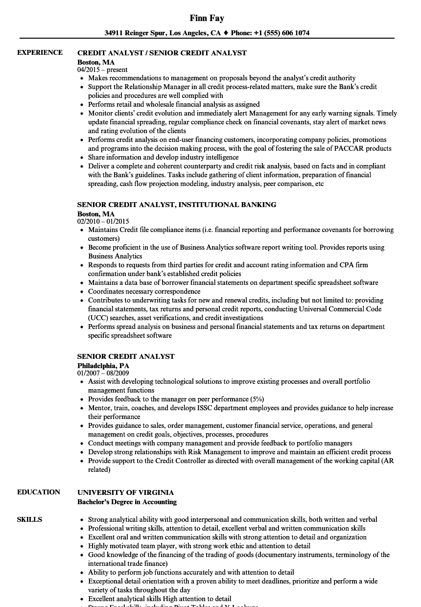 Credit Analyst Resume Mt Home Arts