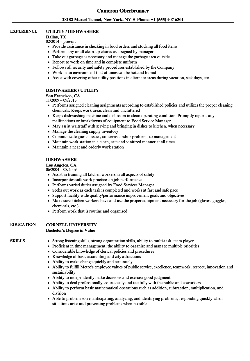 Dishwasher Job Description Sample Mt Home Arts