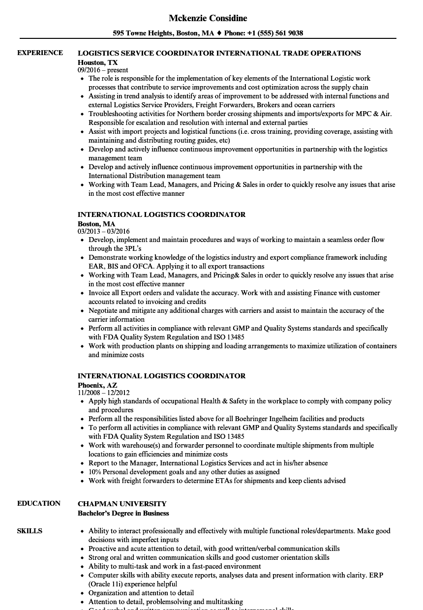 kostenloses-logistics-coordinator-job-description