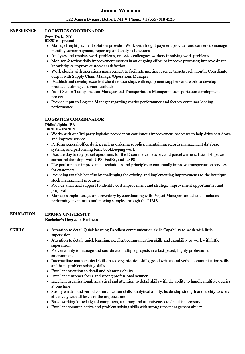 logistics-coordinator-resume-mt-home-arts