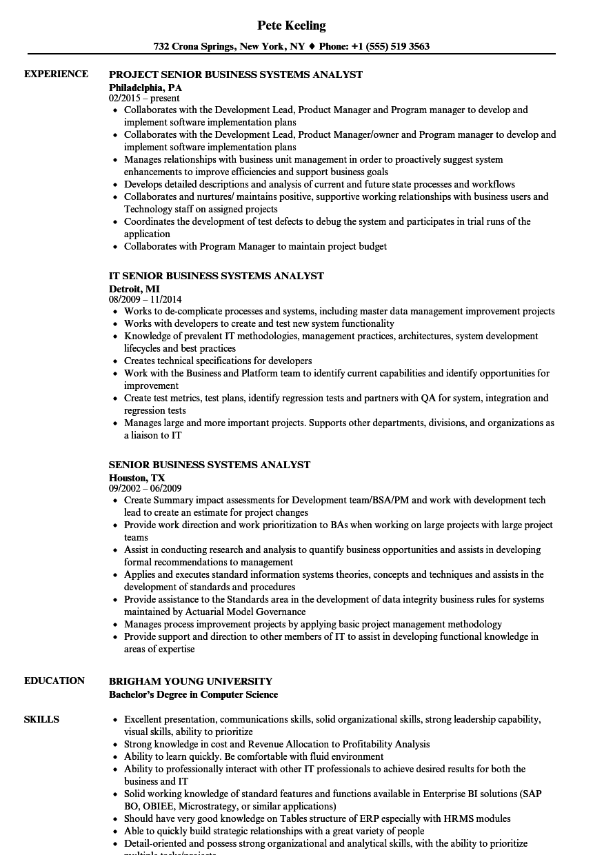 Senior Business Analyst Resume | | Mt Home Arts