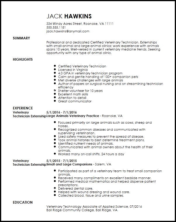 Veterinary Assistant Resume Mt Home Arts