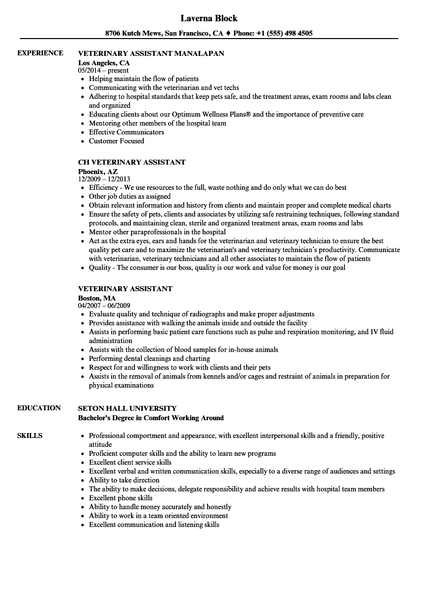 Veterinary Assistant Resume Mt Home Arts