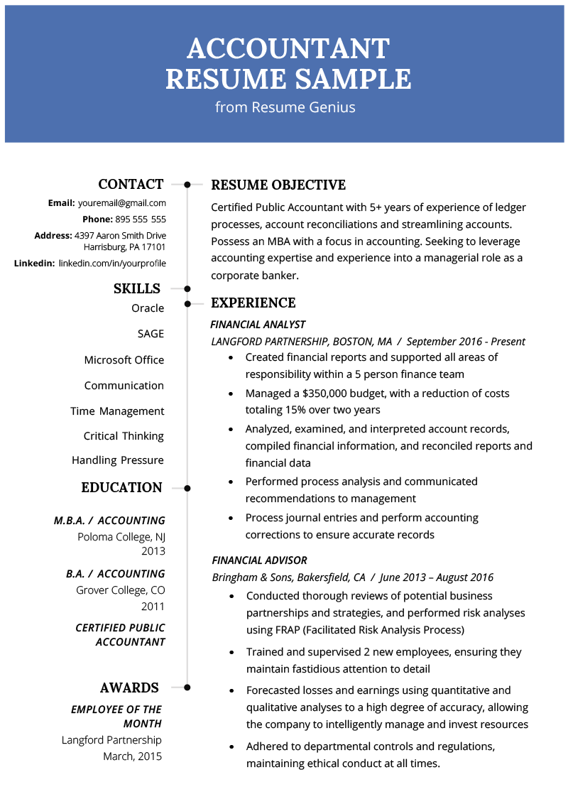 Accounting Resume Template Mt Home Arts