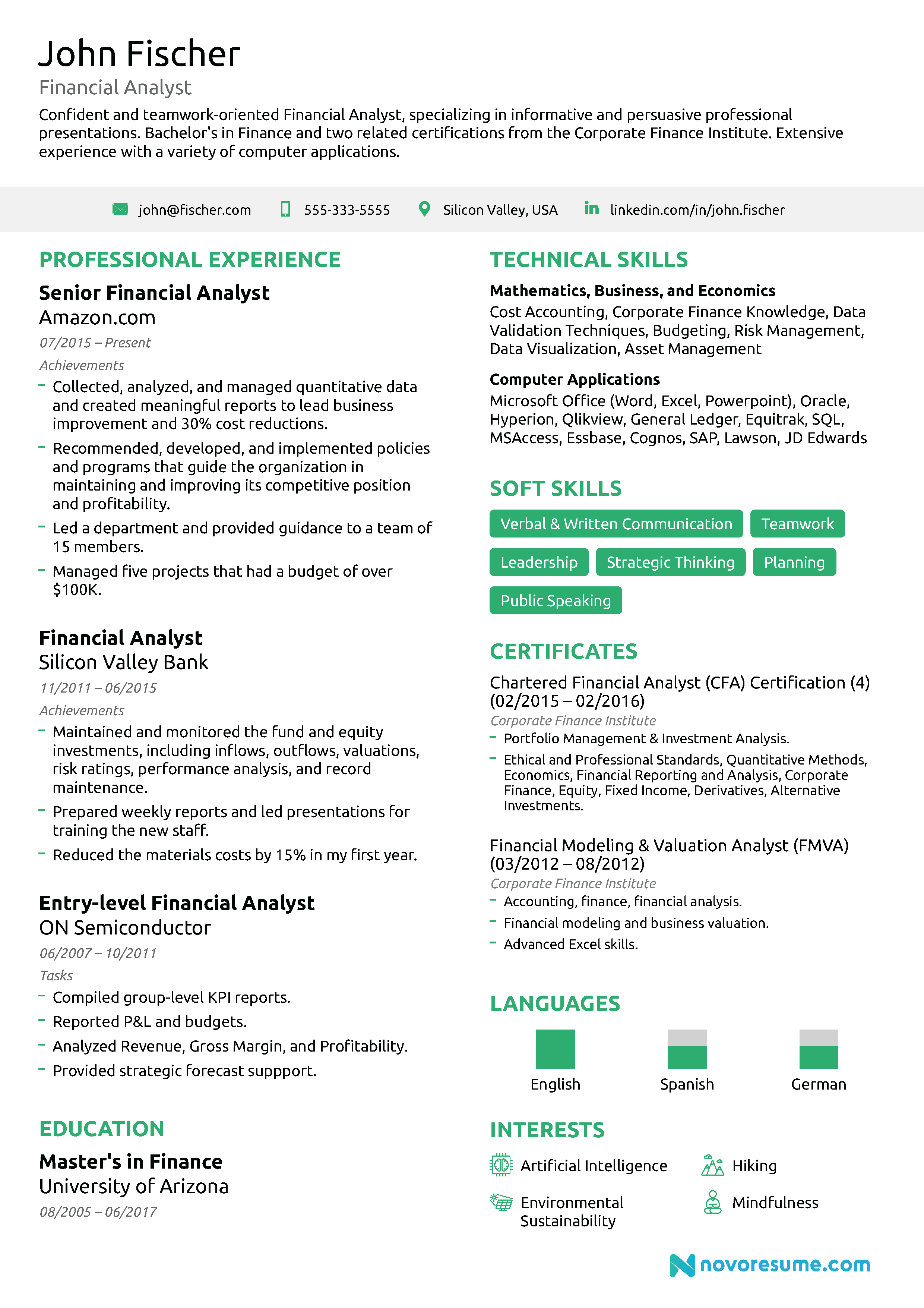 Analyst Cv Examples