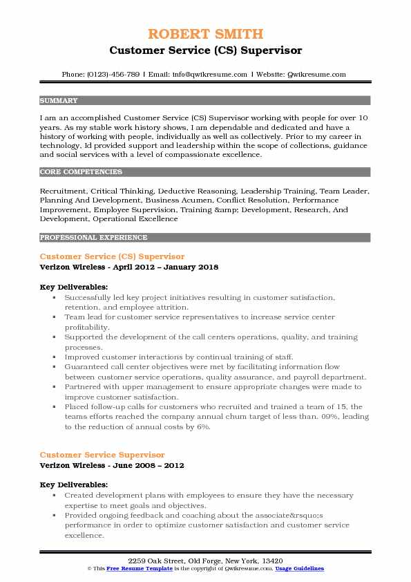 Customer Services Supervisor Resume Objectives Mt Home Arts