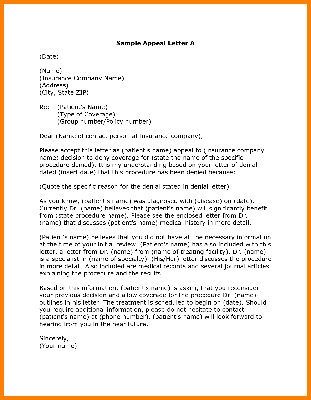 Insurance Appeal Letter | Mt Home Arts