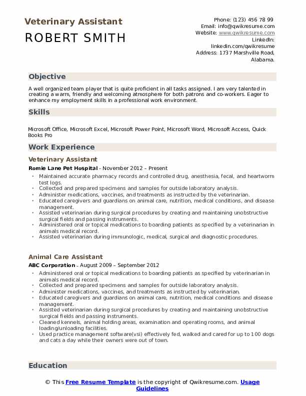 Veterinary Assistant Resume Mt Home Arts