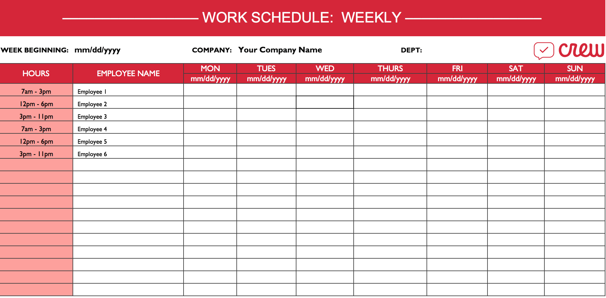 Week Work Schedule Template from mthomearts.com