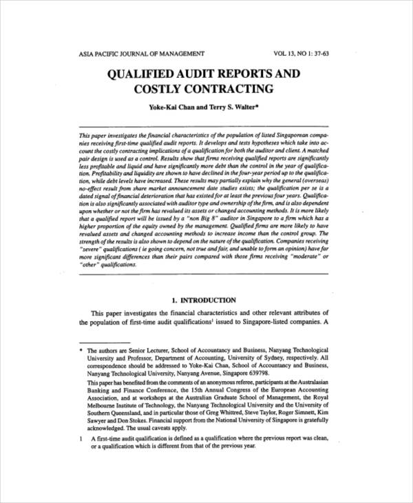 Audit Report Example Mt Home Arts