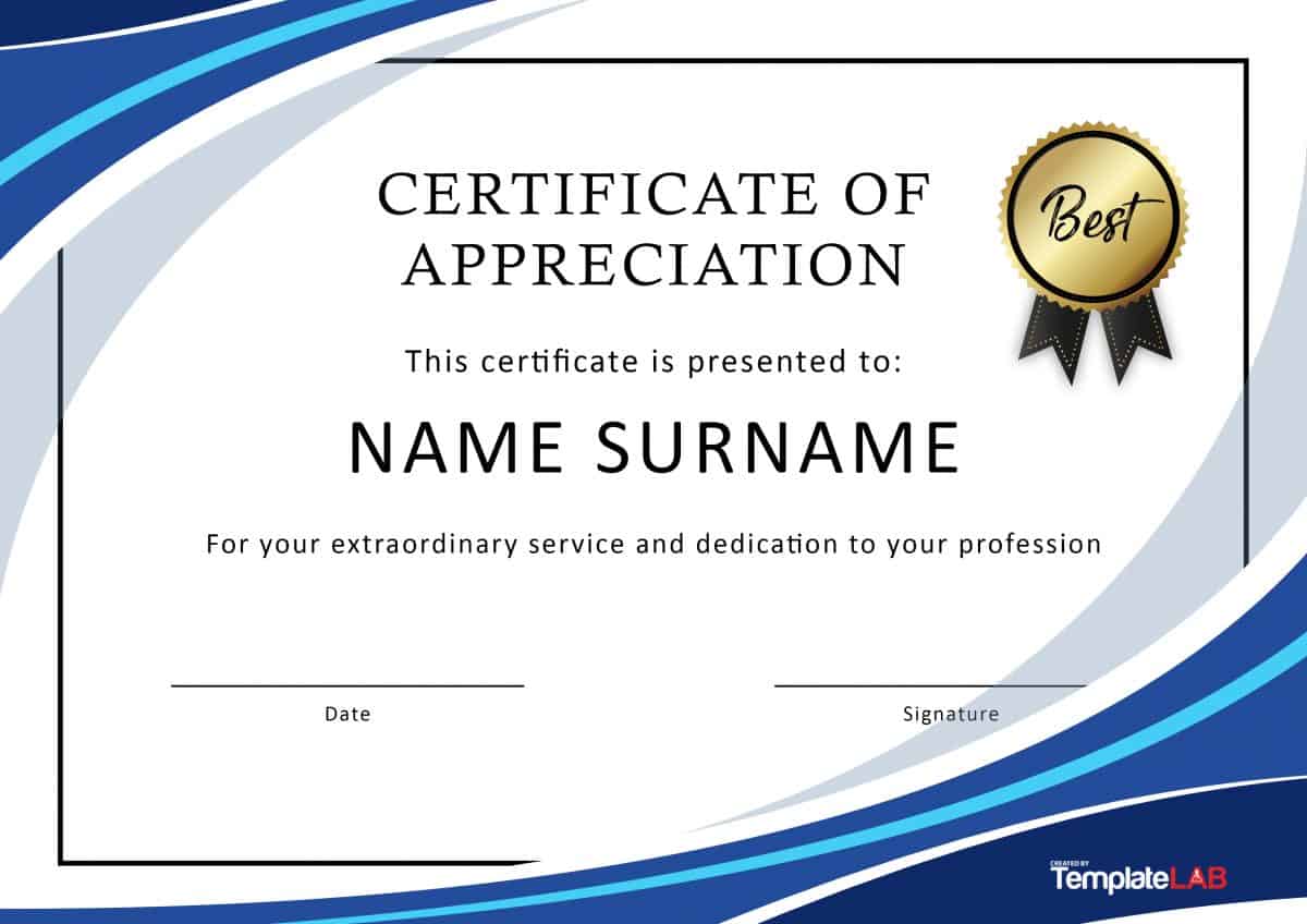 Appreciation Certificate Template Word Free Download