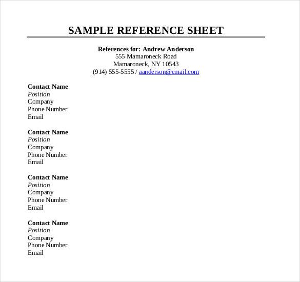 Professional References List Template from mthomearts.com