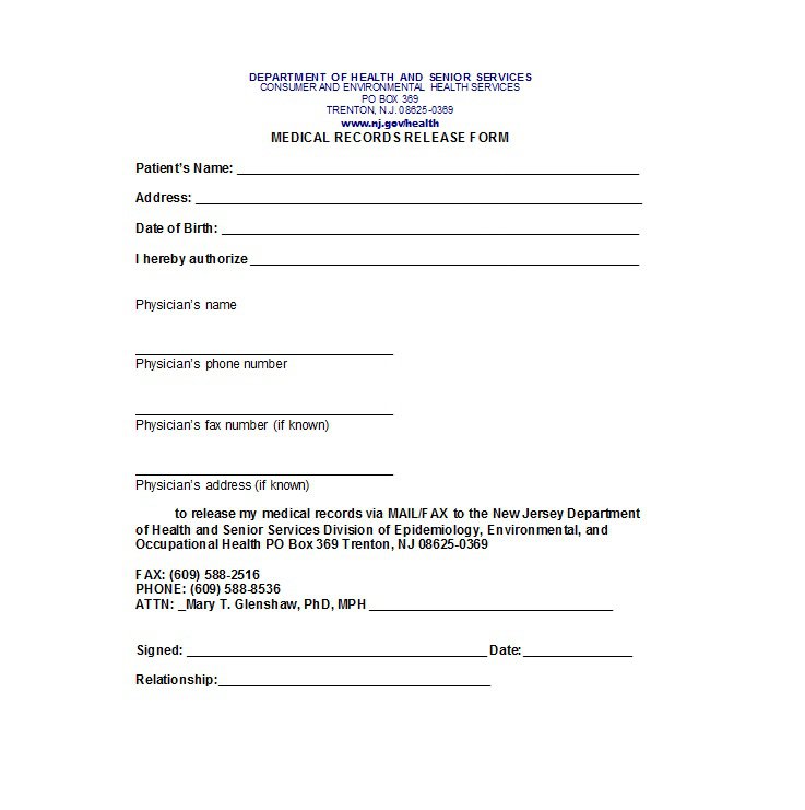 Simple Medical Release Form Mt Home Arts