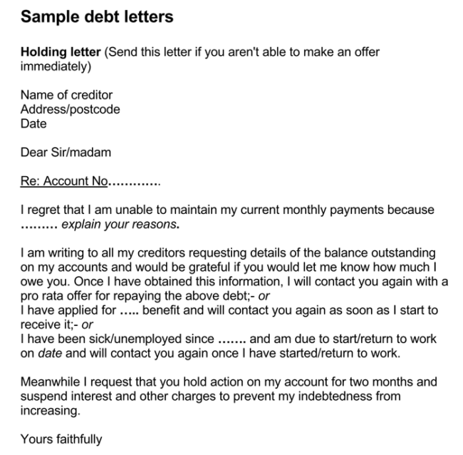 Debt Request Letter | | Mt Home Arts