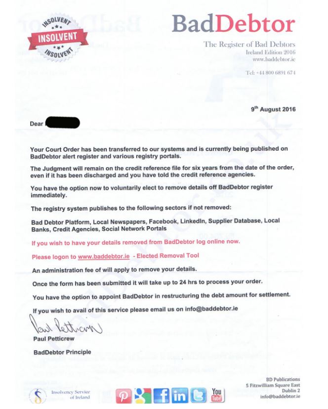 Debt Collection Warning Letter