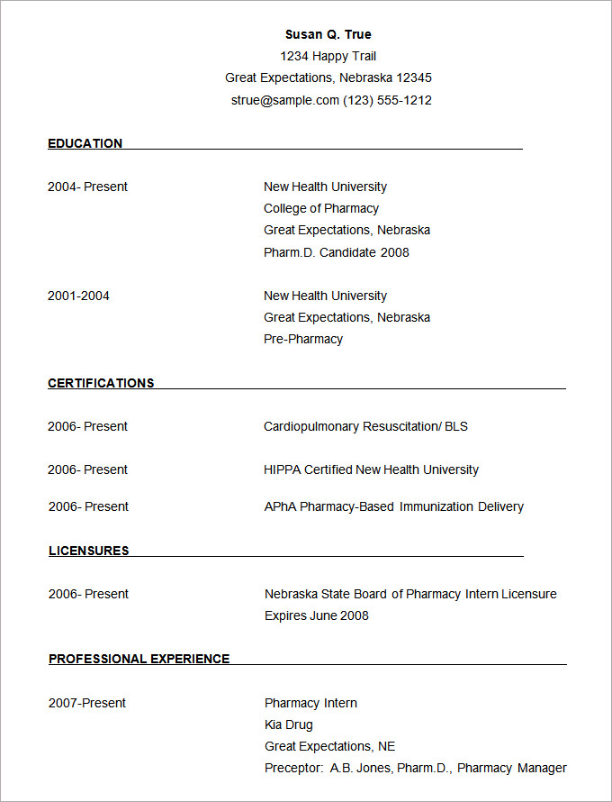 Simple Resume Format Download In Ms Word  Mt Home Arts