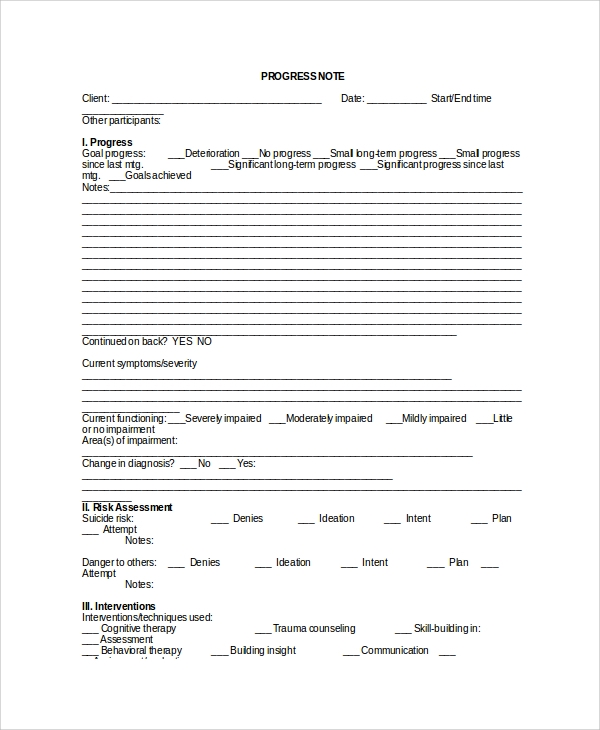 Counseling Case Notes Template For Your Needs