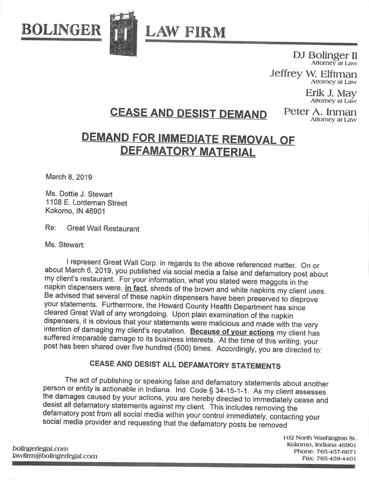 Cease And Desist Letter Mt Home Arts