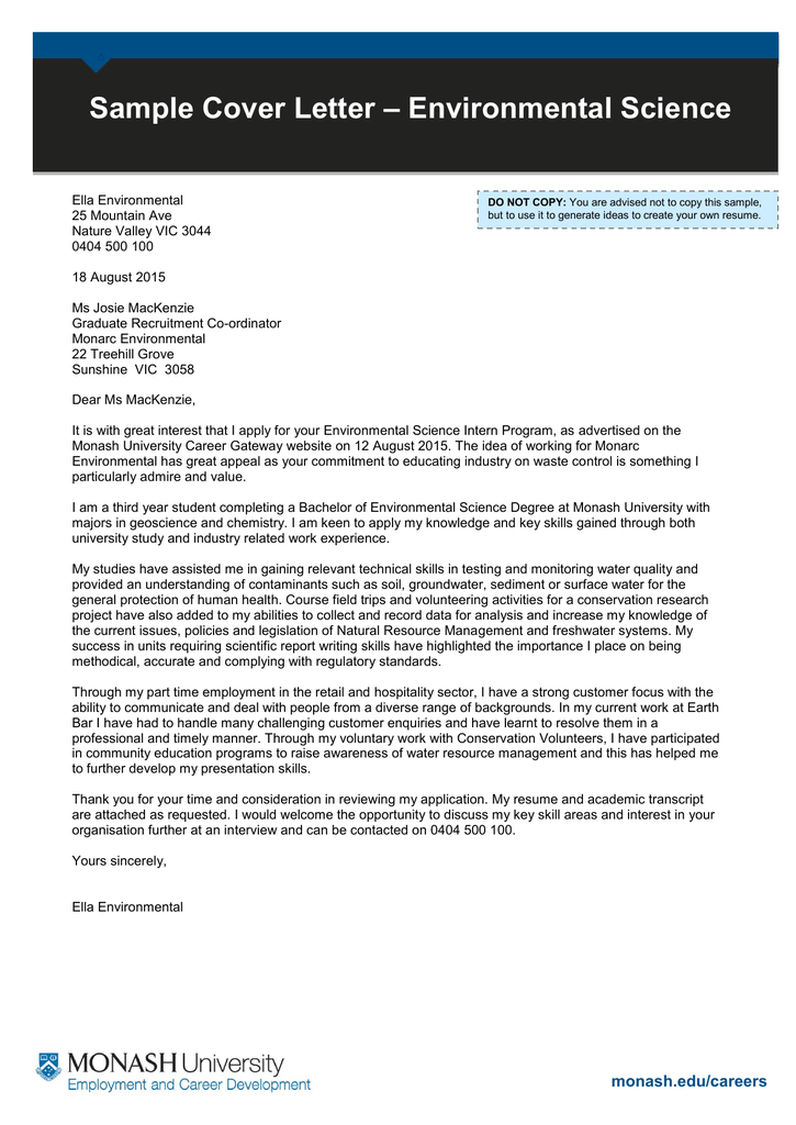Cover Letter For Environmental Scientist Mt Home Arts