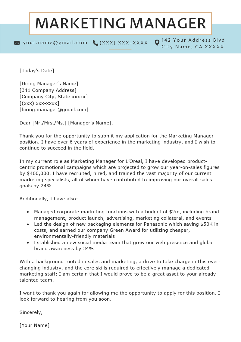 Executive Marketing Cover Letter Mt Home Arts