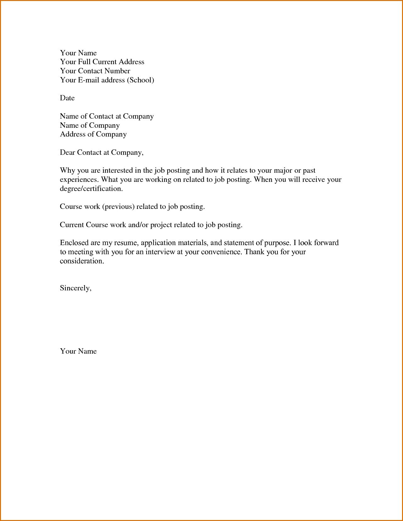 Simple Cover Letter | Mt Home Arts