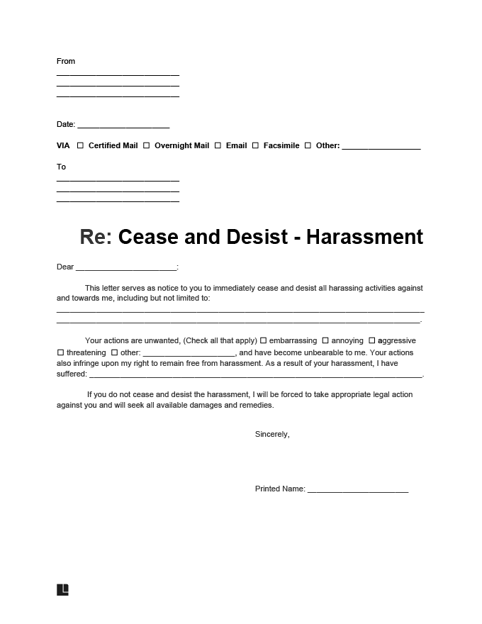 what is a legal cease and desist letter