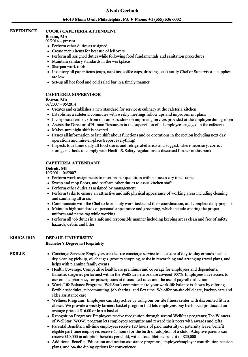 Cafeteria Worker Job Description For Resume Mt Home Arts