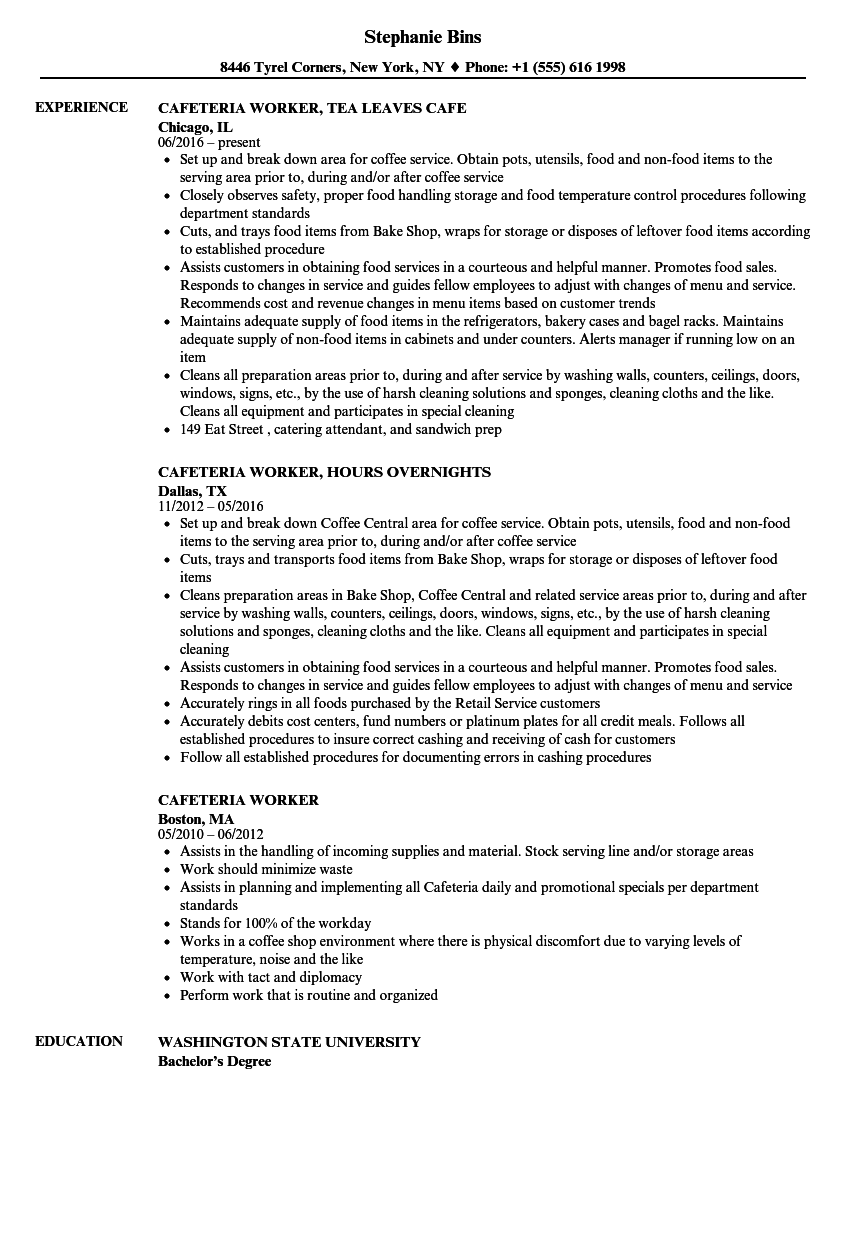 Cafeteria Worker Job Description For Resume Mt Home Arts