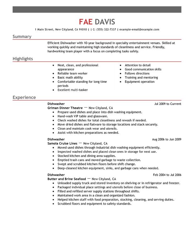 Dishwasher Job Description Sample Mt Home Arts