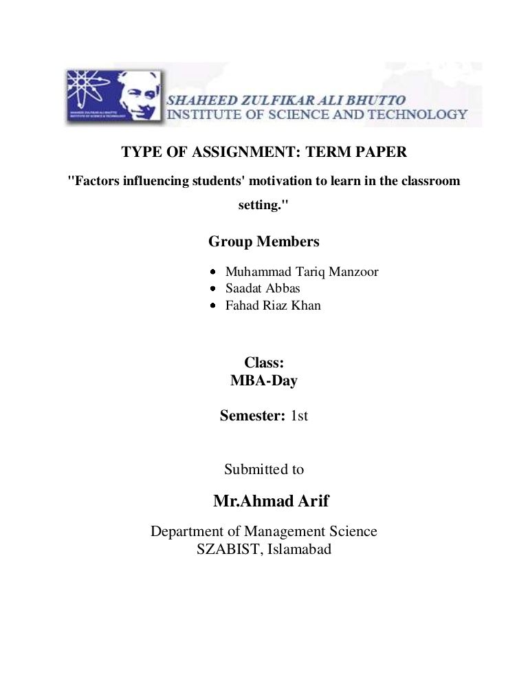 Assignment Front Page Format Examples Mt Home Arts