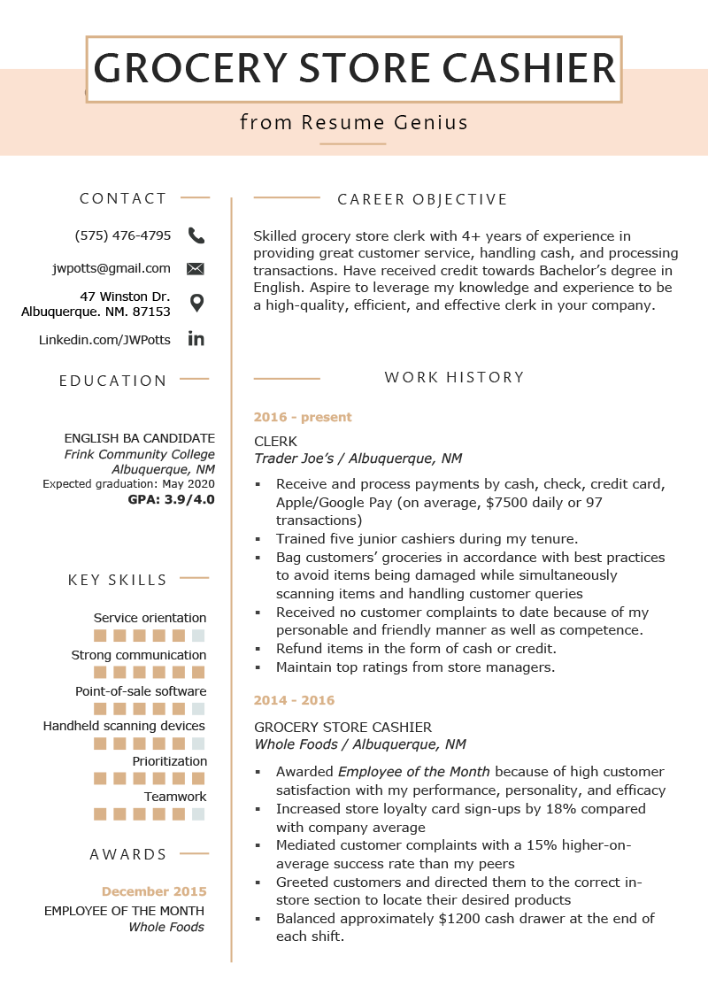 Customer Services Cashier Resume Objectives Mt Home Arts