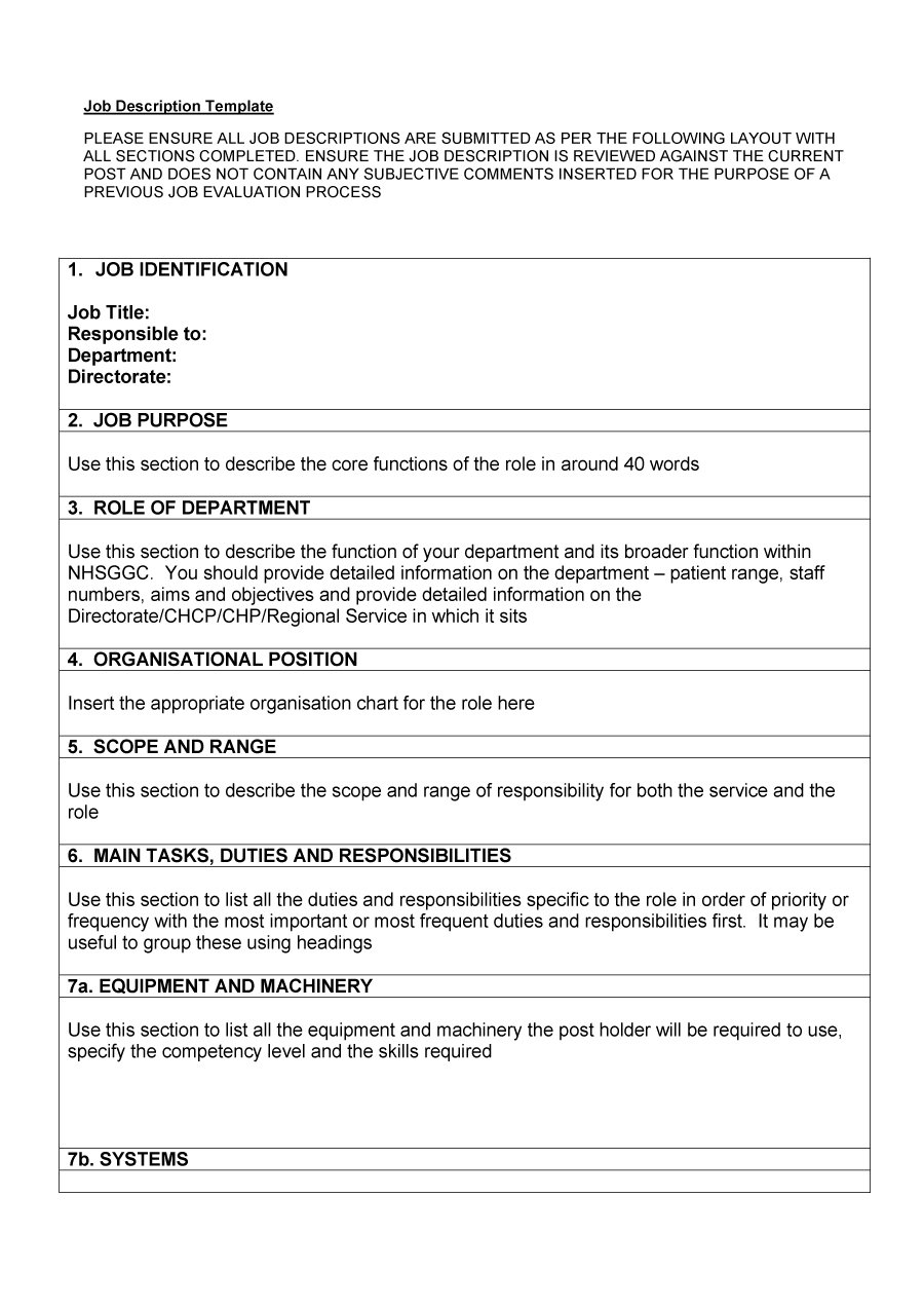 Job Description Examples Mt Home Arts