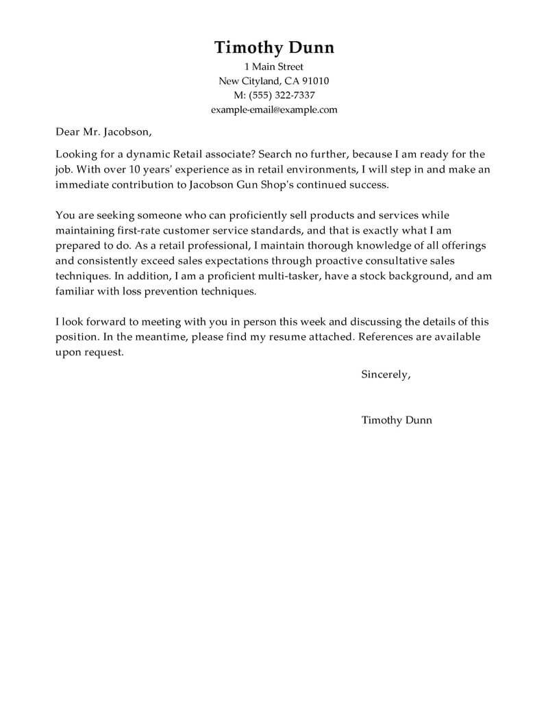 Retail Cover Letter Mt Home Arts