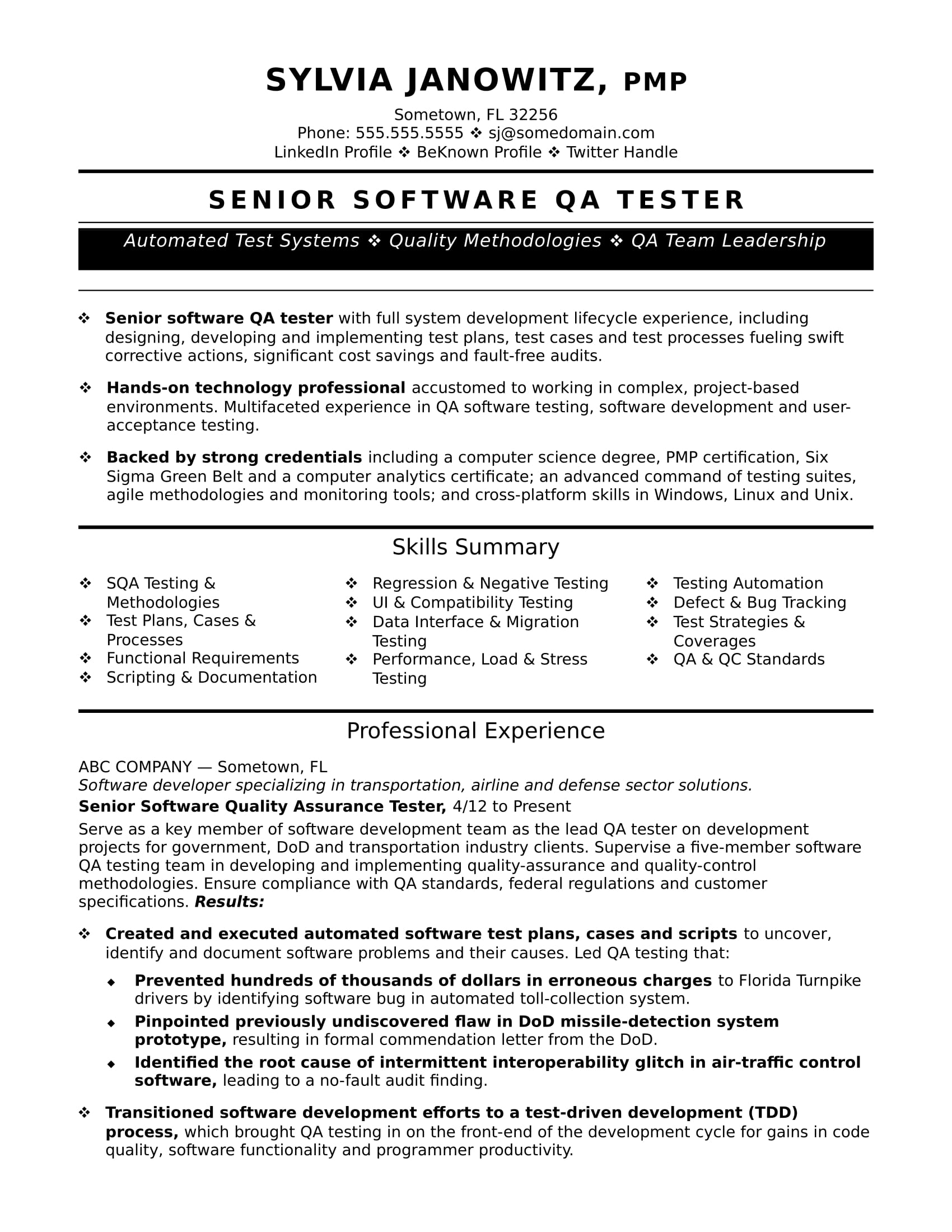 Test Analyst Resume Template | Mt Home Arts