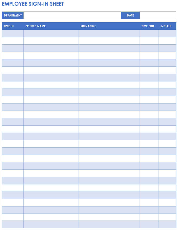 Employee Sign In Sheet Template | Mt Home Arts