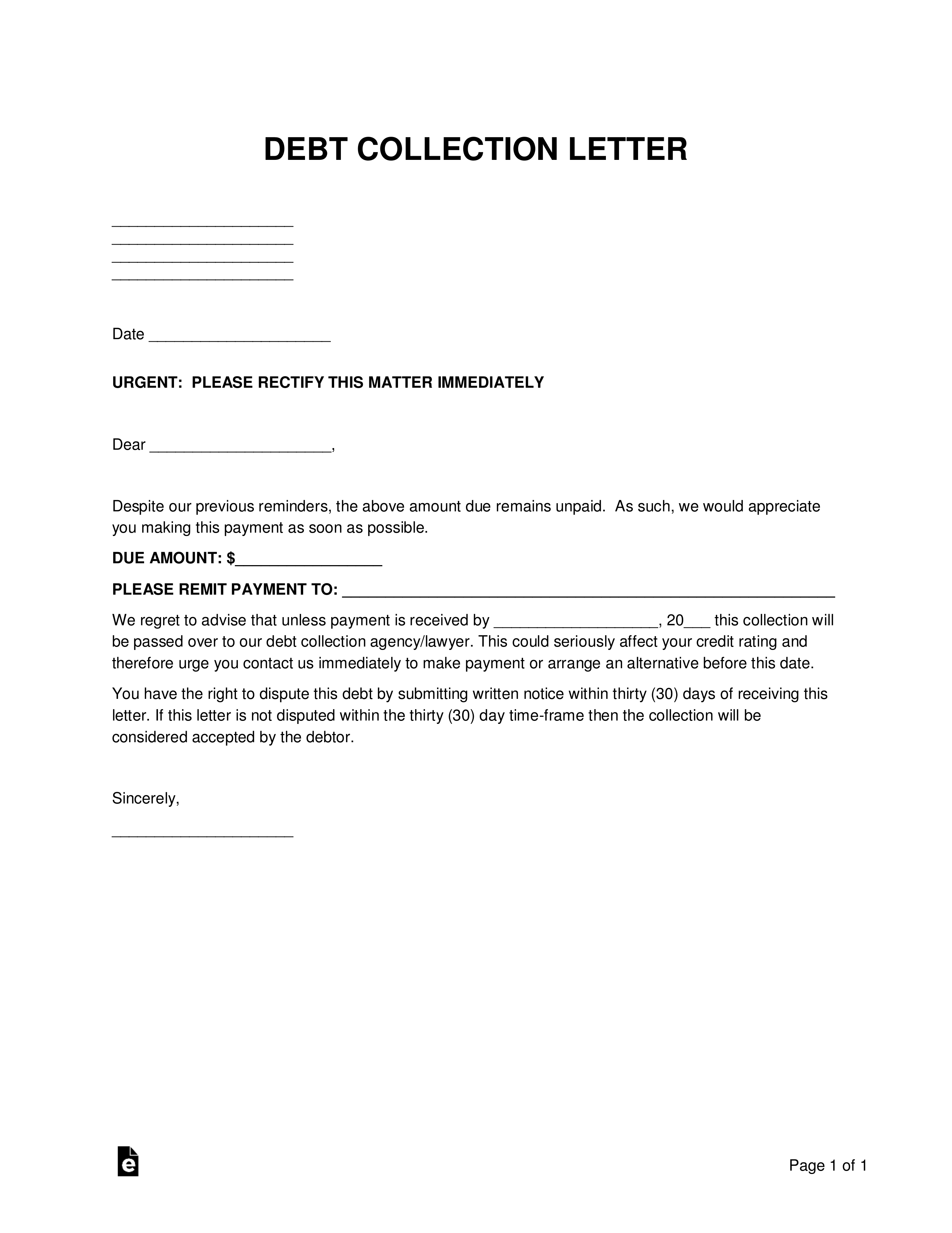 Sample Letter From Lawyer For Debt Collection