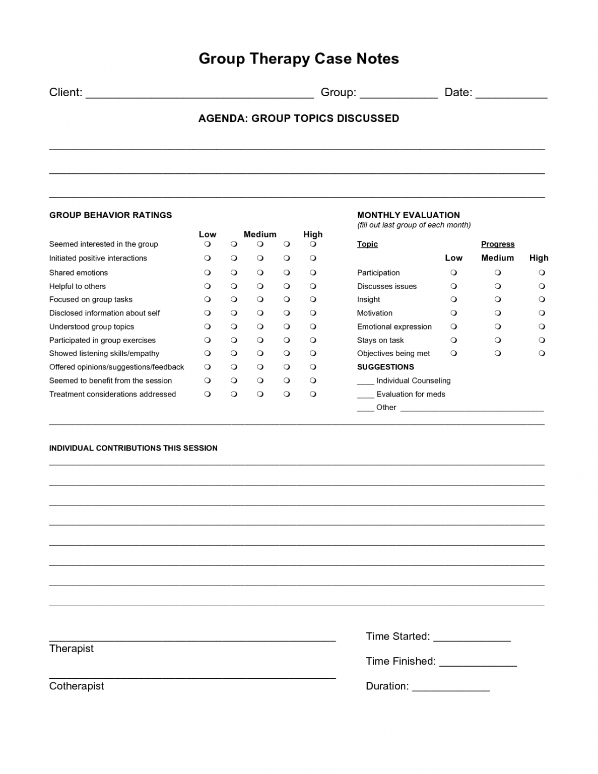 Counseling Case Notes Template | Mt Home Arts