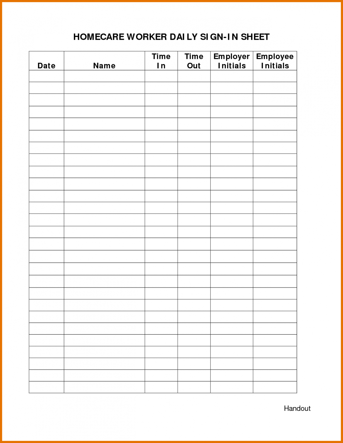 Printable Monthly Attendance Sheet