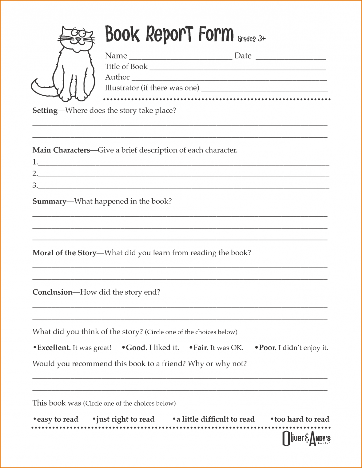 Book Report Format | Mt Home Arts