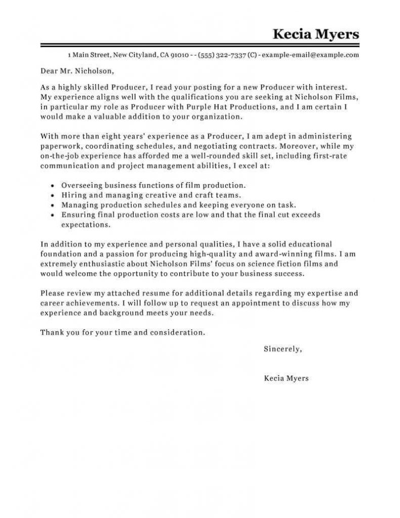 Cover Letter For TV Host | Mt Home Arts