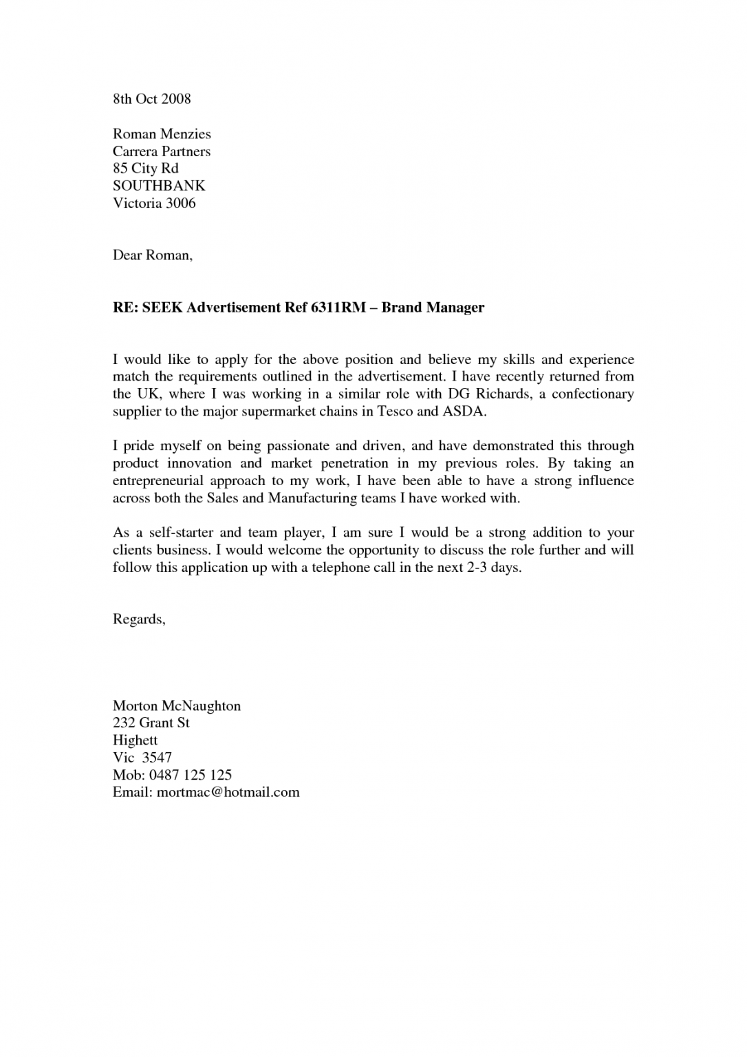 Cover Letter With Experience | Mt Home Arts