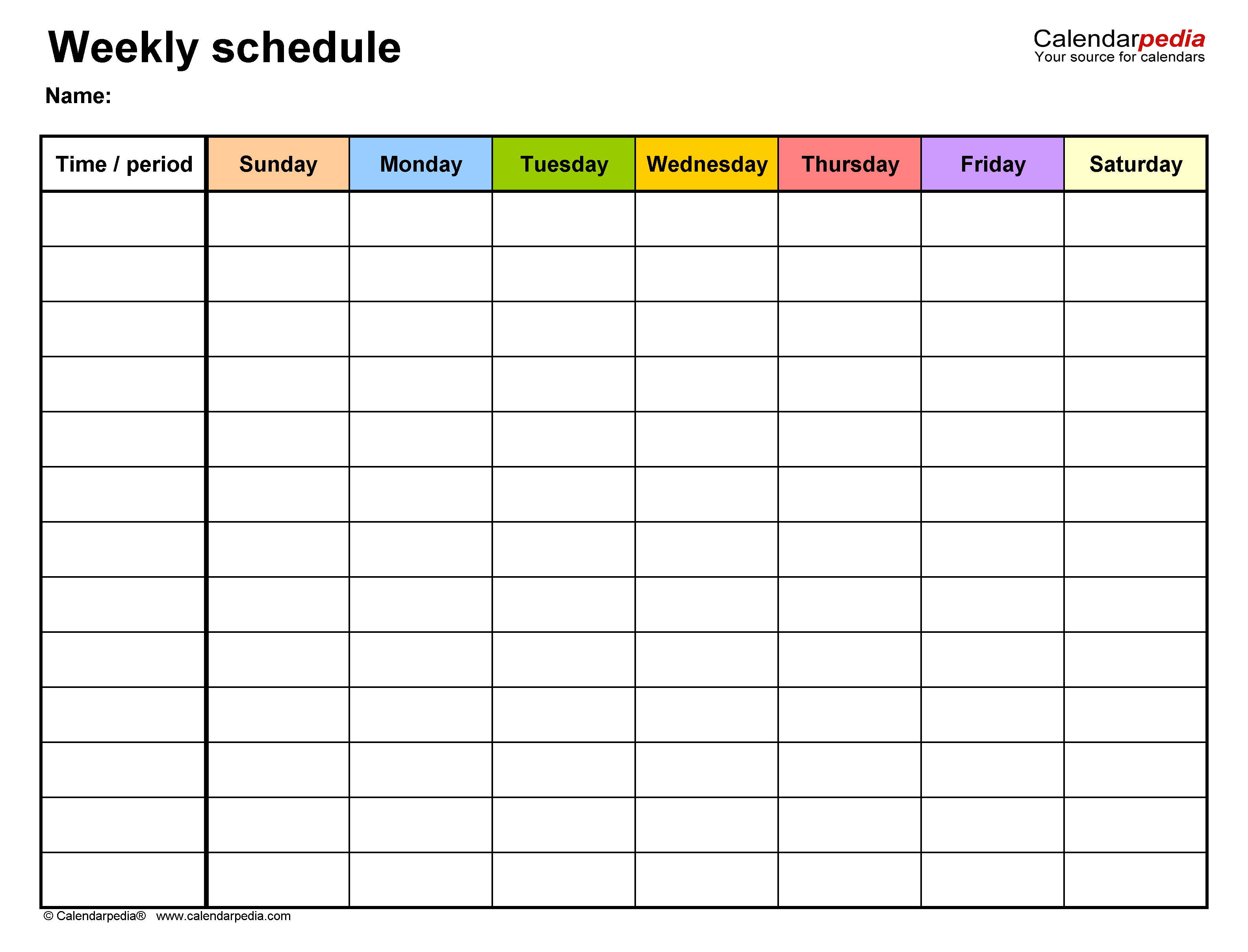 Weekly Schedule Template Free Download