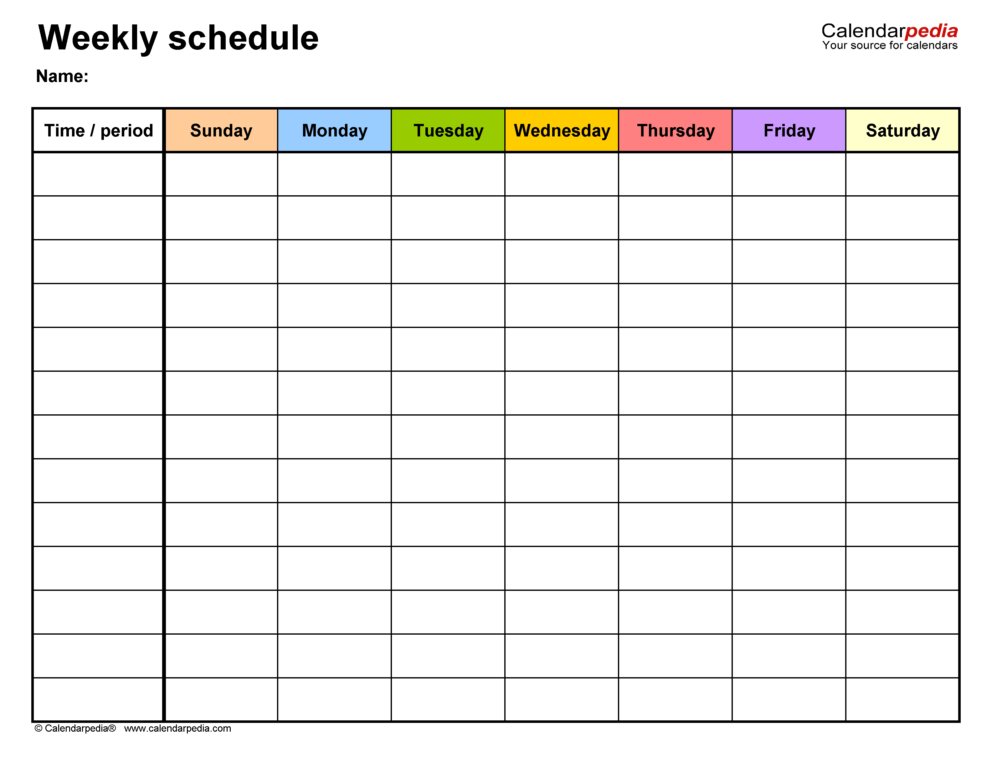 Free Printable Schedule Template Word